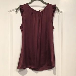 Maroon silk sleeveless blouse from LOFT